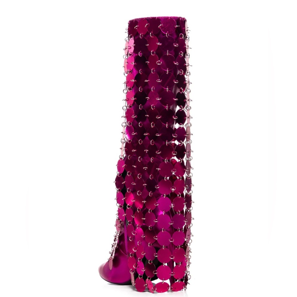 Azalea Wang Fuchsia Pink Embellished Boots - Picture 2 of 4